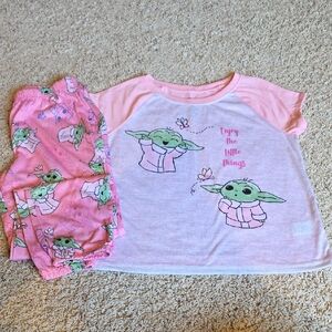 Star Wars Baby Yoda Pajama Set - Pink and White